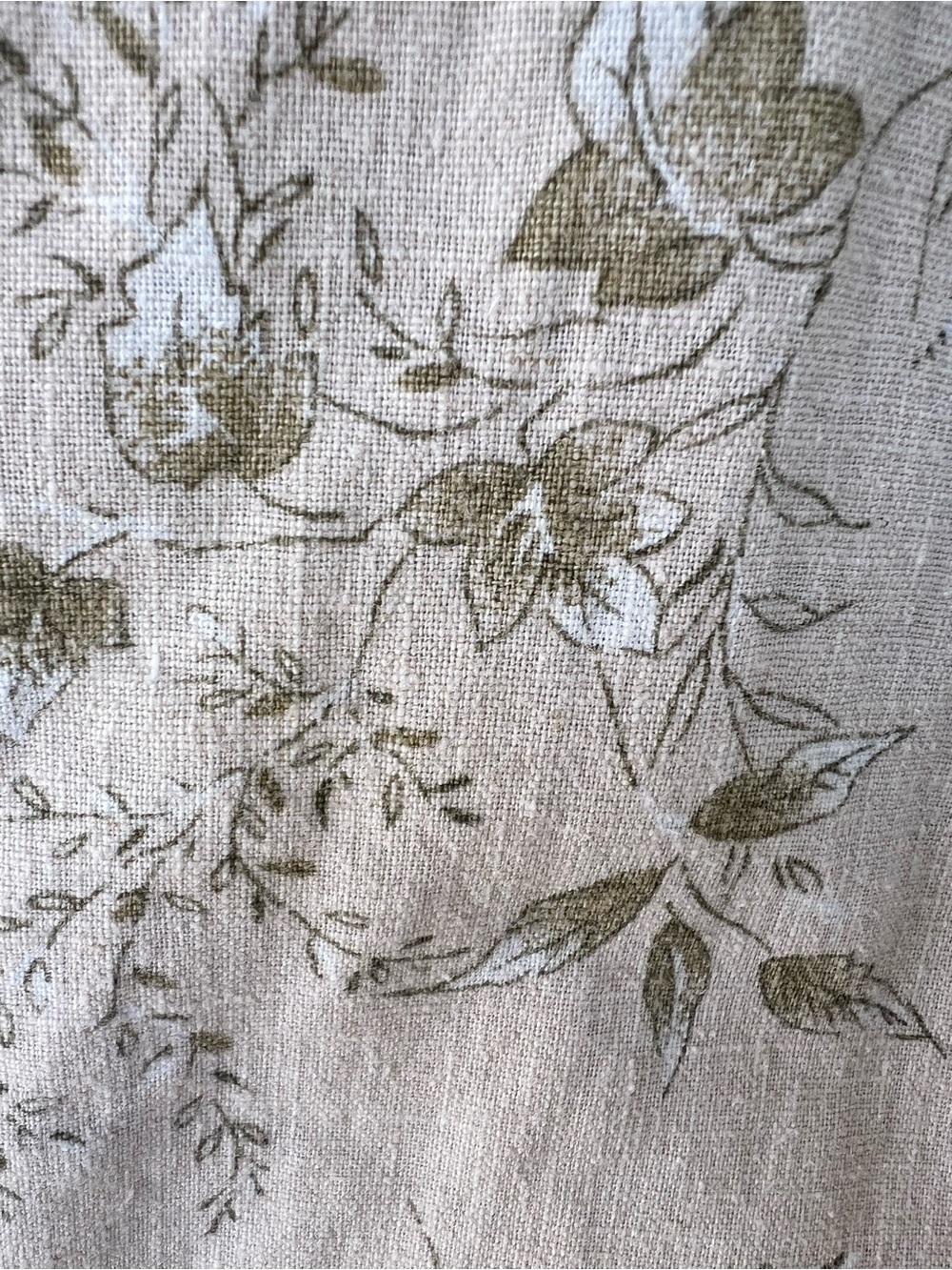 Vintage Linen Blend Apron Jumper Maxi Dress Flax & Moss Floral Print Large - Picture 6 of 7